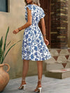 Robe midi florale pour femme - décolleté en v avec manches volantées pour les journées d'été décontractées