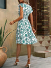 Robe midi florale pour femme - décolleté en v avec manches volantées pour les journées d'été décontractées