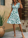 Robe midi florale pour femme - décolleté en v avec manches volantées pour les journées d'été décontractées