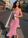 Robe midi fleurie pour femmes - robe légère à bretelles pour vos sorties estivales