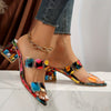 Sandales à talons pour femmes - chaussures estivales multicolores résistantes pour sorties décontractées