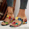 Sandales à talons pour femmes - chaussures estivales multicolores résistantes pour sorties décontractées