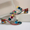 Sandales à talons pour femmes - chaussures estivales multicolores résistantes pour sorties décontractées