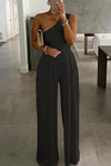 Jumpsuit féminin chic à une épaule - tenue décontractée à jambes larges pour soirées sociales