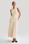 Robe midi en tricot pour femmes - design classique à boutons, polyvalente pour le quotidien et les occasions formelles