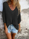 Pull en v tricoté léger pour femmes - jumper décontracté en maille aérée pour une élégance au quotidien