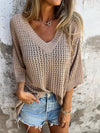 Pull en v tricoté léger pour femmes - jumper décontracté en maille aérée pour une élégance au quotidien