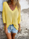 Pull en v tricoté léger pour femmes - jumper décontracté en maille aérée pour une élégance au quotidien