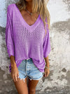 Pull en v tricoté léger pour femmes - jumper décontracté en maille aérée pour une élégance au quotidien