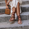 Sandales gladiatrices en cuir pour femmes - chaussures d'été élégantes et stylées pour sorties décontractées