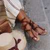 Sandales gladiatrices en cuir pour femmes - chaussures d'été élégantes et stylées pour sorties décontractées