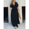 Robe maxi féminine élégante au décolleté en v - longue robe confortable pour les occasions décontractées