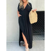 Robe maxi féminine élégante au décolleté en v - longue robe confortable pour les occasions décontractées