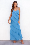 Robe maxi légère à volants pour femmes - plage élégante et sorties estivales