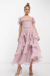 Robe midi femme avec manches en volants - une tenue élégante pour vos occasions spéciales