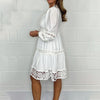 Robe midi chemise avec dentelle - tenue élégante pour le quotidien et les occasions semi-formelles
