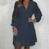 Robe midi chemise avec dentelle - tenue élégante pour le quotidien et les occasions semi-formelles