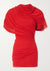 Robe de soirée femme - robe cocktail rouge chic et froncée pour vos événements - design élégant à manches courtes