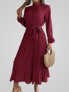 Robe maxi plissée pour femmes - vêtement chic à manches longues pour les occasions spéciales