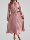 Robe maxi plissée pour femmes - vêtement chic à manches longues pour les occasions spéciales