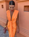 Robe maxi plissée pour femmes avec fente haute - tenue chic pour soirées spéciales
