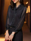 Blouse à volants féminine légère - top chic pour le bureau et les occasions formelles