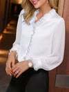 Blouse à volants féminine légère - top chic pour le bureau et les occasions formelles