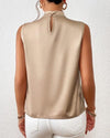 Top sans manches en satin pour femmes avec détail twist au cou - blouse chic pour le bureau et les soirées