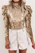 Blouse en sequins pour femmes - haut élégant à manches bouffantes pour soirées et dîners