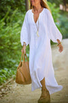 Robe chemise femme avec détails boutonnés et col en v élégant - tenues décontractées