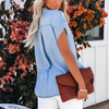 Chemise en denim à manches courtes pour femmes - légère en mélange de coton, coupe décontractée pour une allure quotidienne