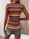 Top de maillot sans manches en tricot à motifs multicolores - tenue décontractée estivale
