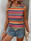 Top de maillot sans manches en tricot à motifs multicolores - tenue décontractée estivale