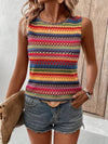 Top de maillot sans manches en tricot à motifs multicolores - tenue décontractée estivale