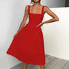 Robe midi sans manches pour femme - tenue élégante pour jardin