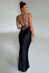 Robe maxi ajustée pour femmes - élégante robe de soirée à fines bretelles pour des occasions spéciales