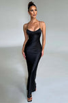 Robe maxi ajustée pour femmes - élégante robe de soirée à fines bretelles pour des occasions spéciales