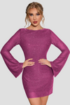 Robe mini scintillante pour femmes - élégante à manches longues, tenue de soirée glamour