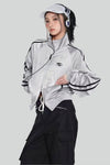 Veste de sport femme chic en gris pour un look décontracté - haut zippé à manches longues