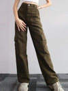 Pantalons cargo femme à taille haute - beige tendance pour le quotidien