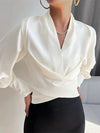 Blouse croisée pour femmes - haut élégant à manches bouffantes