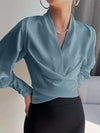 Blouse croisée pour femmes - haut élégant à manches bouffantes