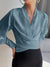 Blouse croisée pour femmes - haut élégant à manches bouffantes