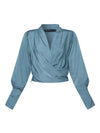 Blouse croisée pour femmes - haut élégant à manches bouffantes
