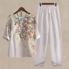 Ensemble décontracté femme - haut et pantalon à motif floral pour un look quotidien