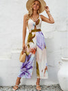 Jumpsuit floral beige pour femmes - style élégant à décolleté halter pour vos sorties estivales