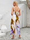 Jumpsuit floral beige pour femmes - style élégant à décolleté halter pour vos sorties estivales