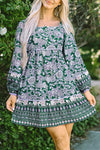 Robe a-line florale - élégance verte pour femmes