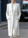 Blazer long élégant pour femme - manteau d'hiver chic à double boutonnage blanc pour le bureau et les soirées