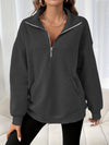 Sweat-shirt décontracté avec zip et poches inclinées - pull pour femmes tendance